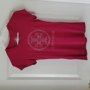 Tory Burch Pink Rhinestone Logo Size S Top